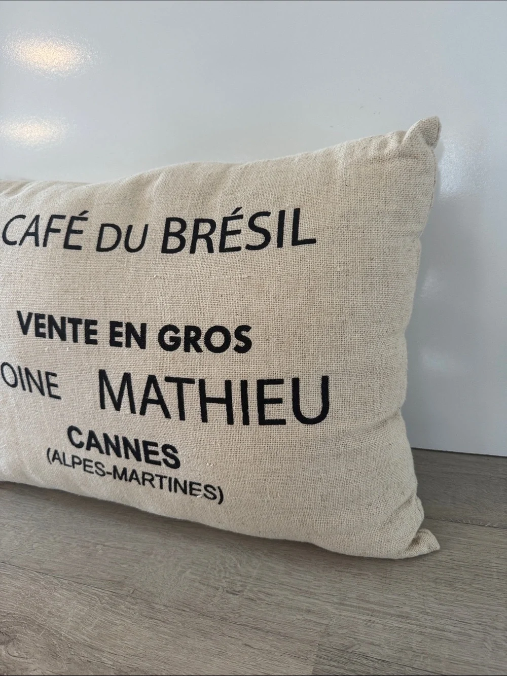 French Coffee Sack Lumbar Throw Pillow w/ Insert Farmhouse Linen 24x15 Decor